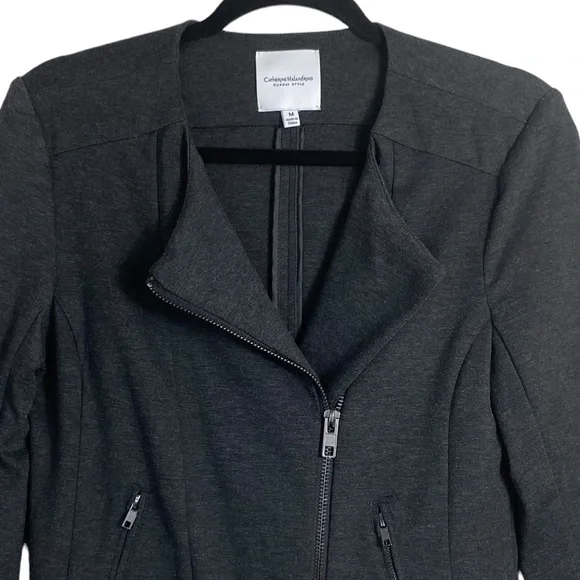 Catherine Malandrino Runway Style Women’s Charcoal Shanfa Moto Jacket EUC Size M - Picture 4 of 14